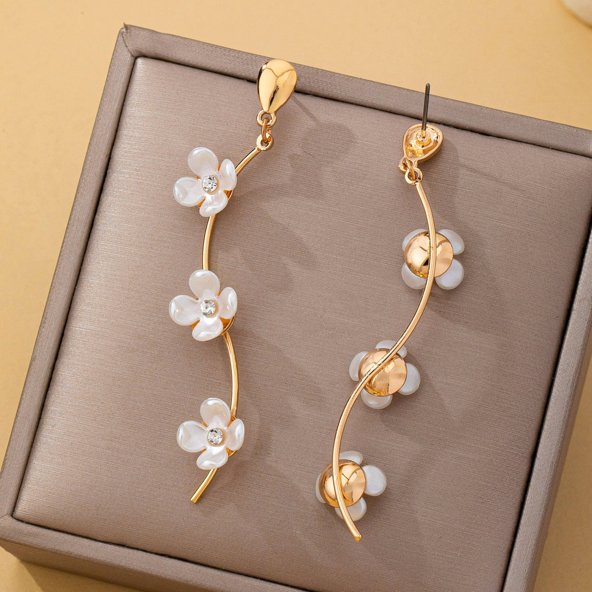 Mother of Pearl Flower Vine Drop Earrings