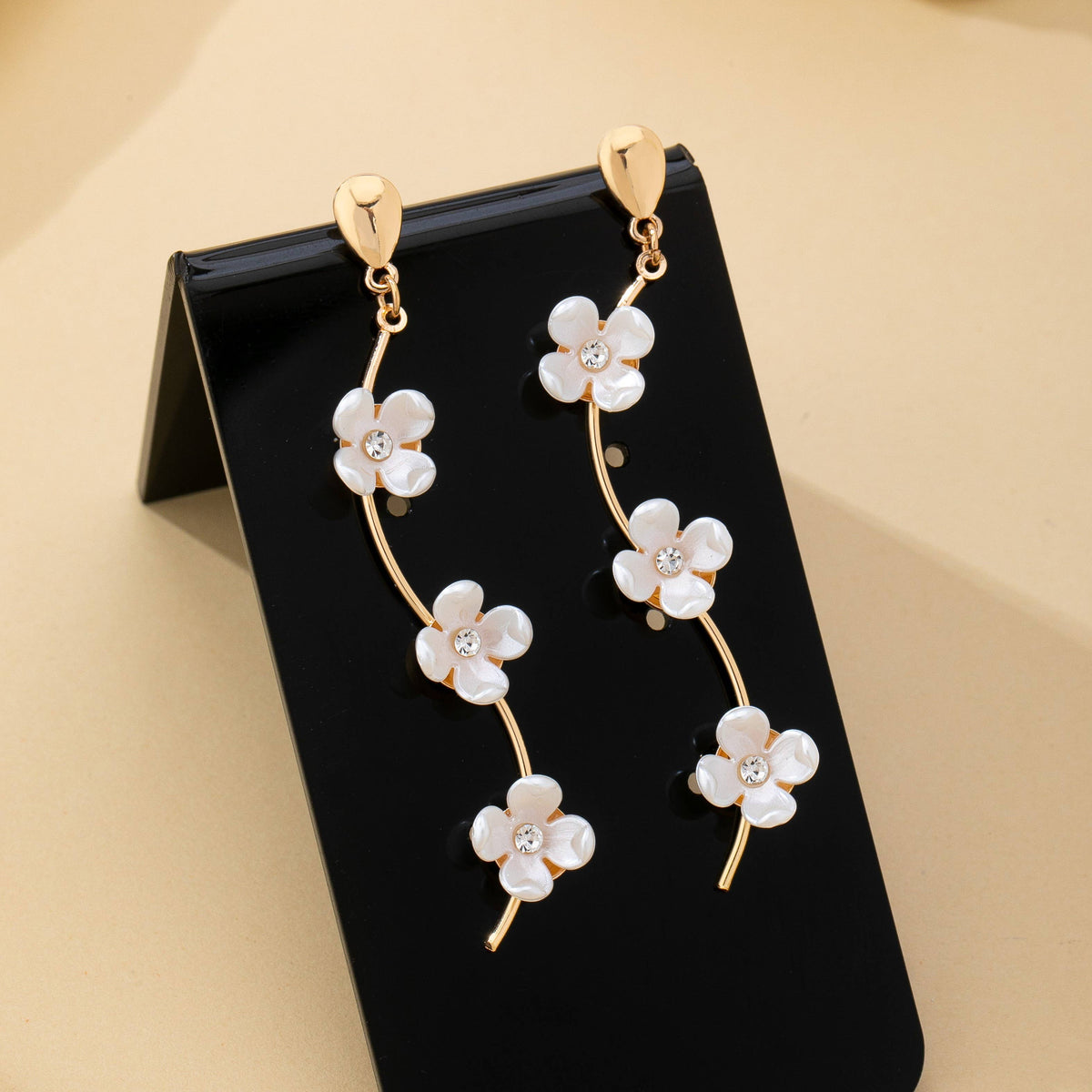 Mother of Pearl Flower Vine Drop Earrings