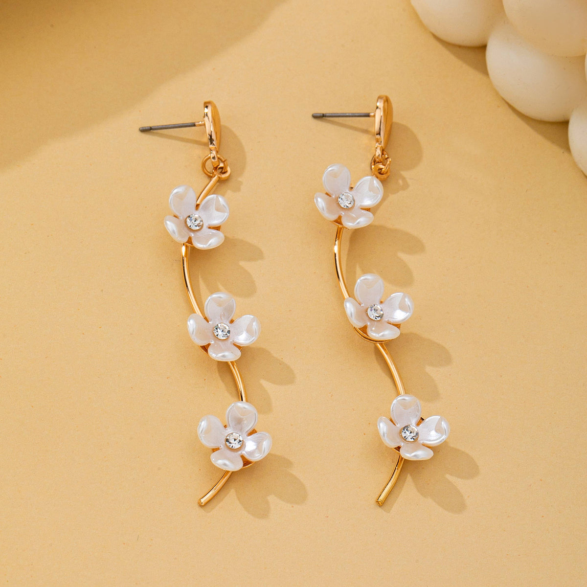 Mother of Pearl Flower Vine Drop Earrings
