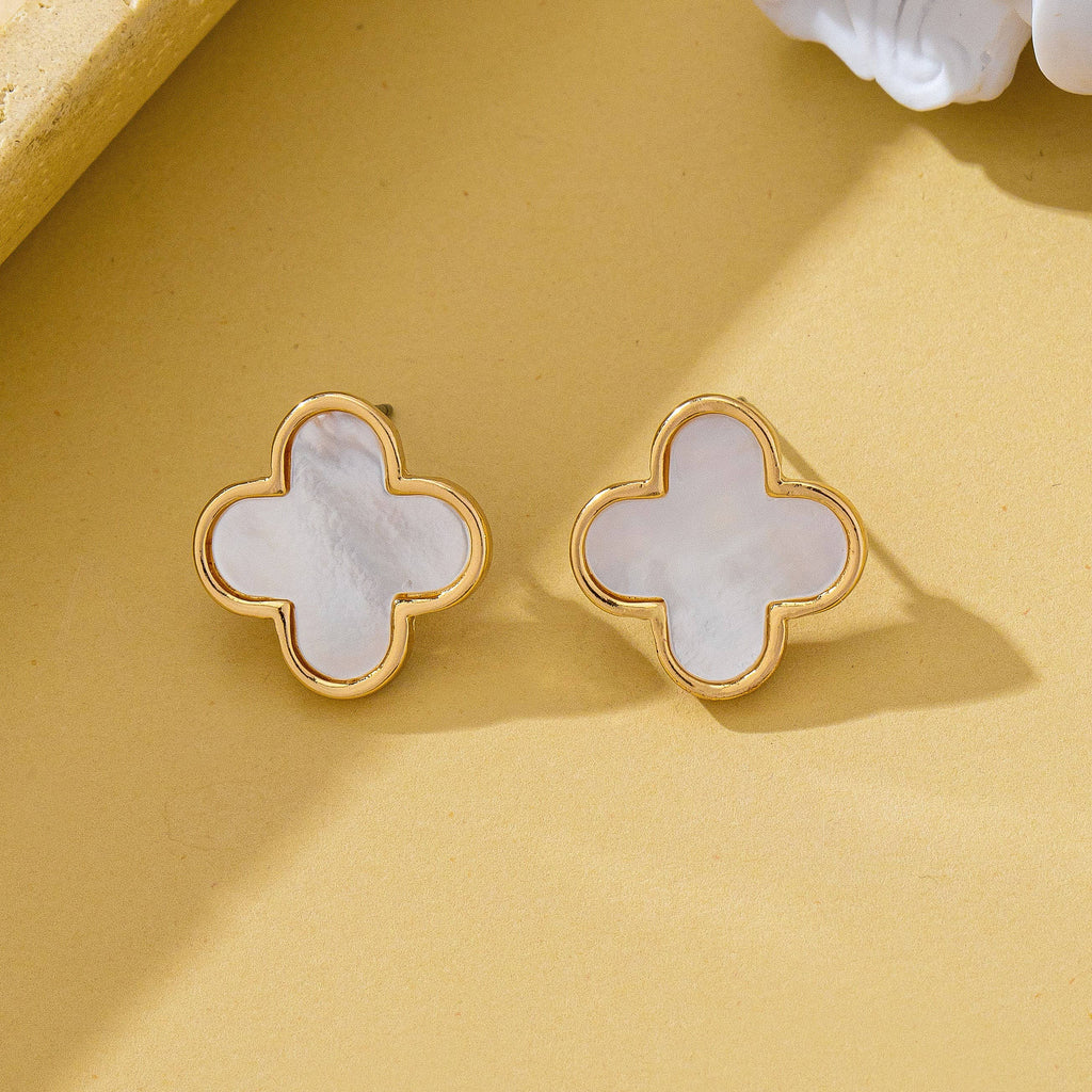 Mother of Pearl Clover Stud Earrings